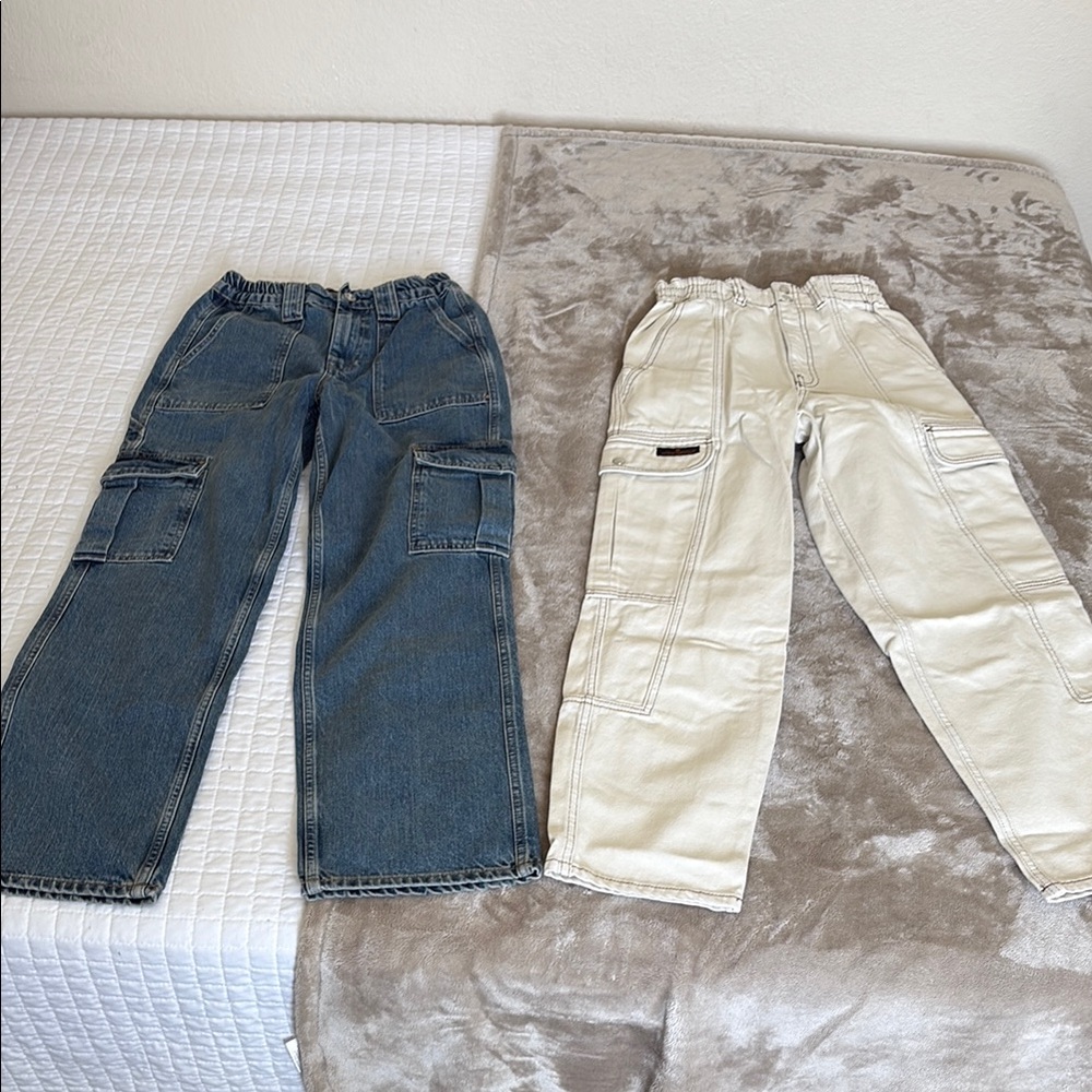 Urban Outfitters Blue and Cream Flare & Wide Leg Jeans